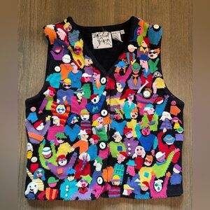 Vintage 1997 Michael Simon Crowd People Vest-Size Small